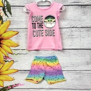 Star Wars‎ Grogu Pink and Rainbow Set Size 3T